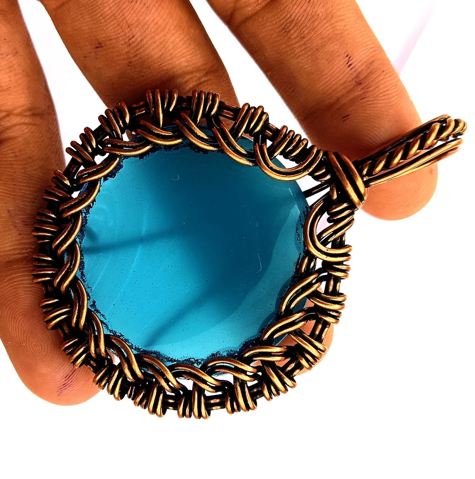 Copper Wire Wrep Chacedony Gemstone 1Pcs Pendant Elegent Jewelry Gift - image 3 of 4