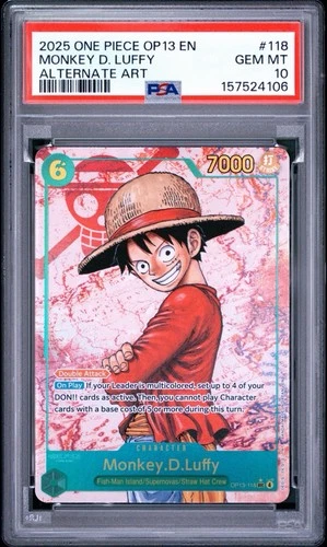 2025 One Piece #OP13-118 Monkey D. Luffy SEC Alt Art Carrying On His Will PSA 10