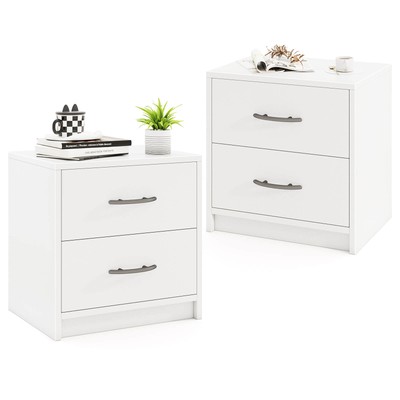 2-Drawer Nightstand 2 PCS Modern Bedside Table w/ Storage for Living Room