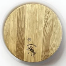 Oak Wine Barrel Top 22” Woodburned Italy Chianti Solid Wood Bevel Edge