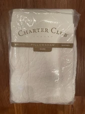 Charter Club Luxury EURO Quilted White Pillow Sham~ Brand New~ Beautiful~