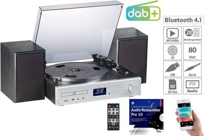 auvisio Musikanlage MHX-620 Plattenspieler/Digitalisierer, BT, DAB+, CD, MC, USB