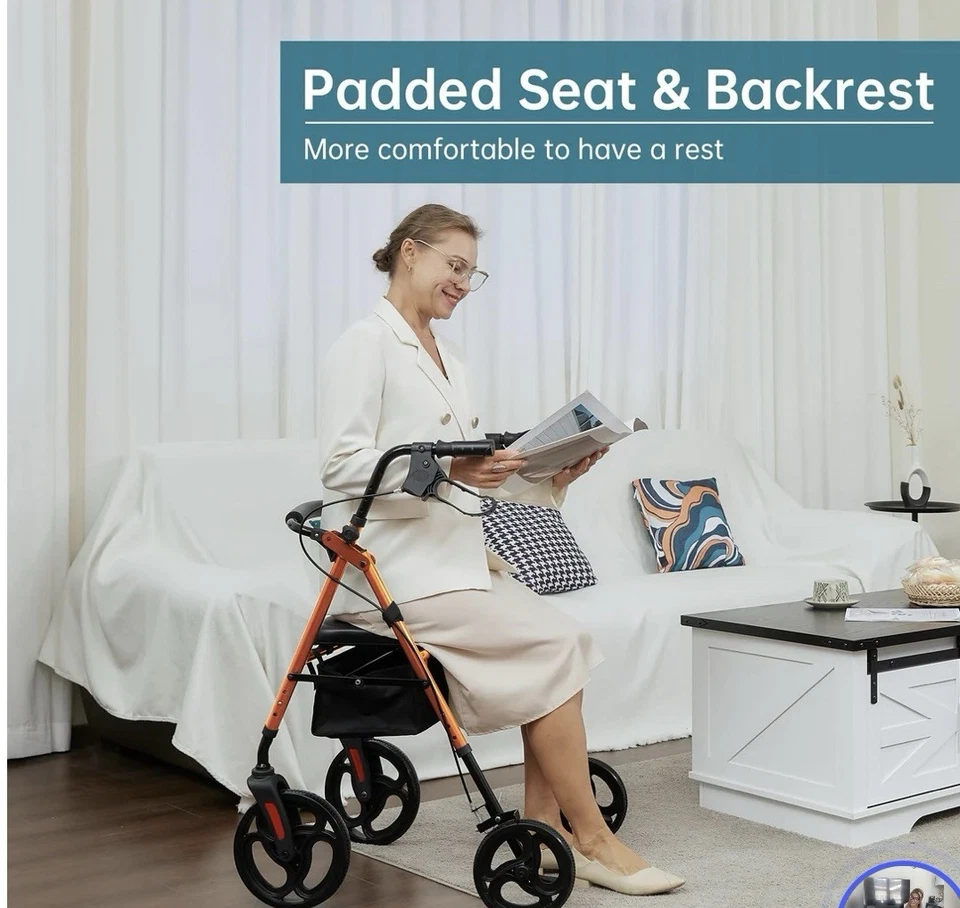 Assento acolchoado esponja ELENKER Rollator Walker roxo com rodas de 10 pol. YF-9007B novo - Imagem 4 de 4