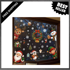 Christmas Window Stickers, 9 Sheets, Reusable, Santa Snowman Reindeer