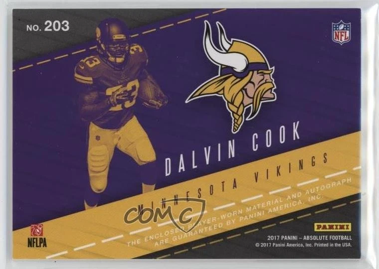 2017 Panini Absolute Premiere Material Autos /149 Dalvin Cook Rookie Auto RC - Image 2 of 2
