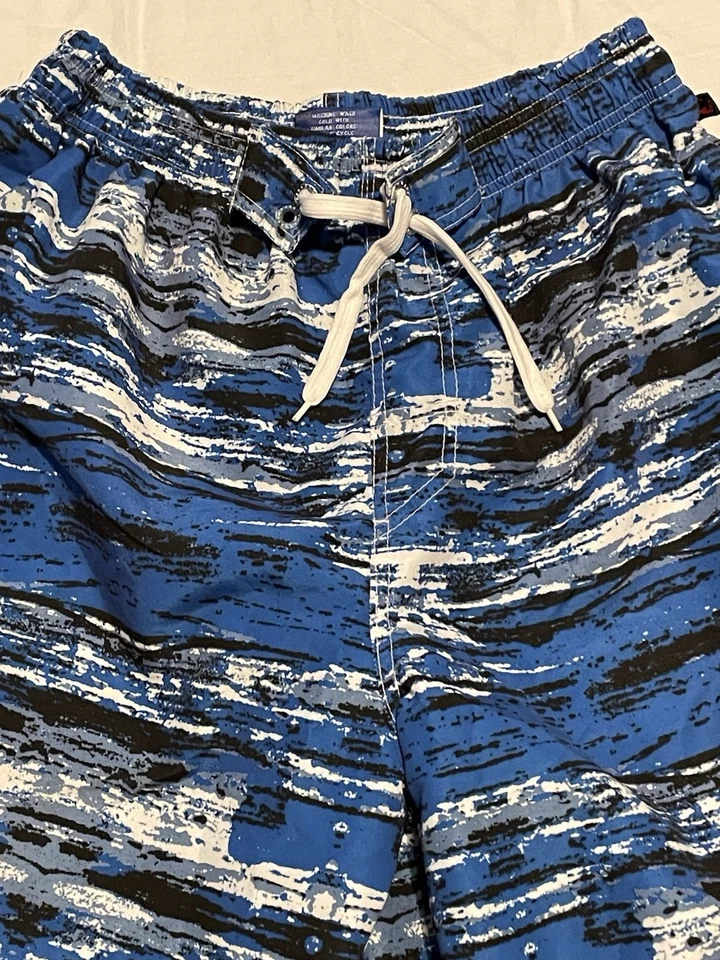 Pantalones Cortos de Natación NBN Gear Para Hombre XL Azul Blanco Cintura Ajustable. Bolsillos. Usado en excelente estado Foto 2 de 4