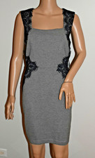 NWT TEEZE ME 8 9 10 GRAY BLUE FLORAL LACE EYELASH LACE SCALLOPED KEYHOLE DRESS