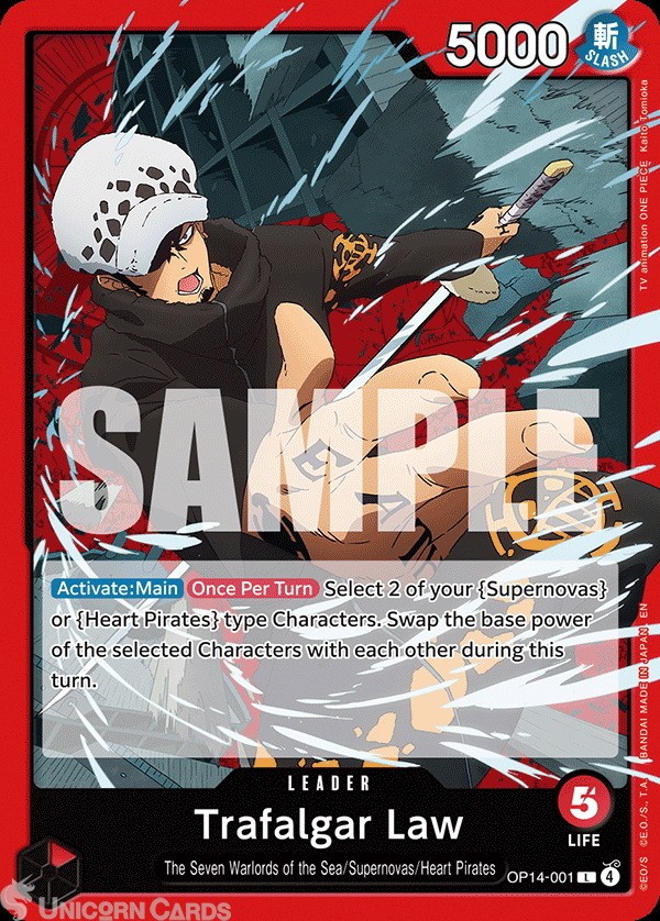 OP14-001 Trafalgar Law : Leader English One Piece TCG Card : OP14: The Azure Sea