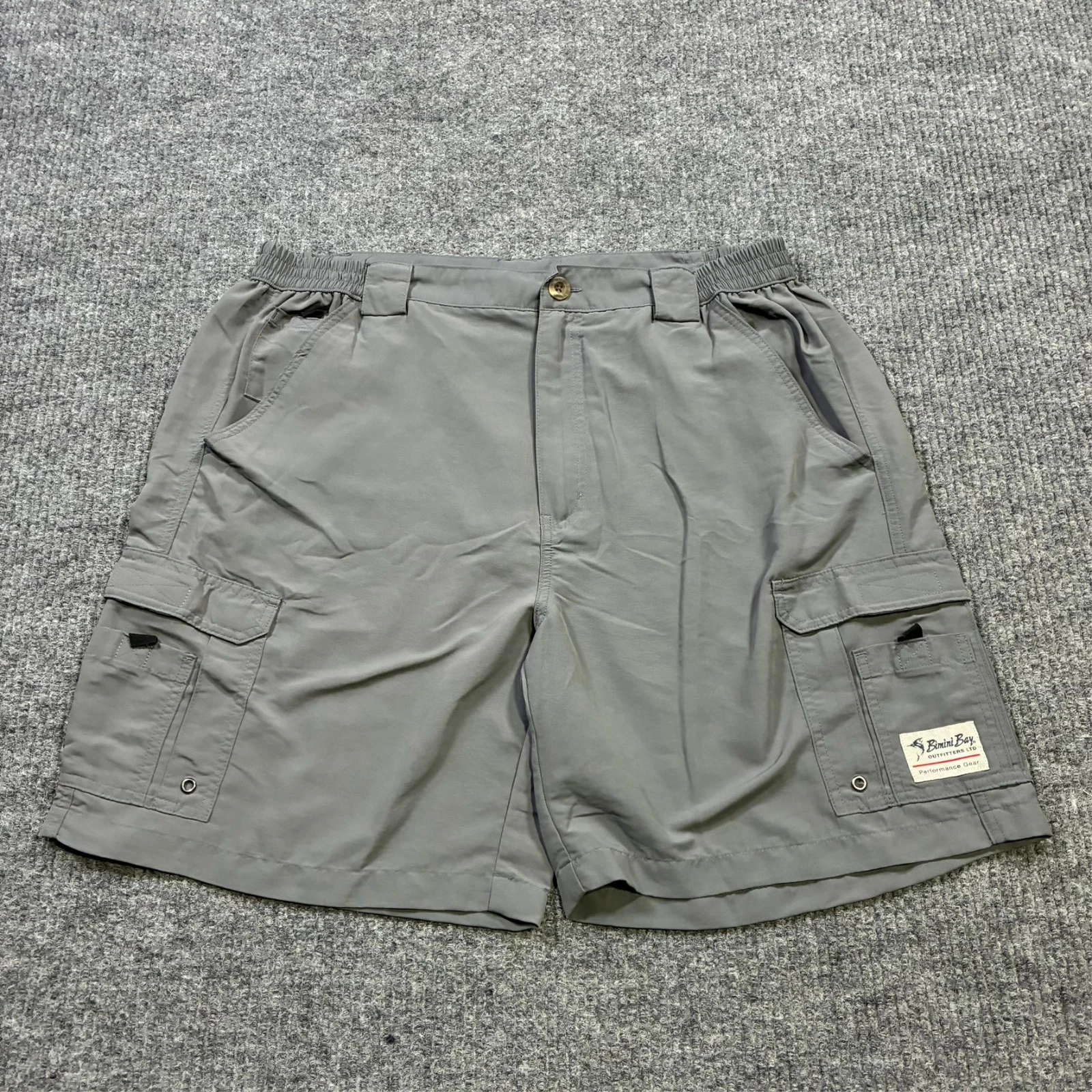 Bimini Bay Performance Gear Mens Cargo Shorts Size 40 Gray Stretch Nylon Fishing