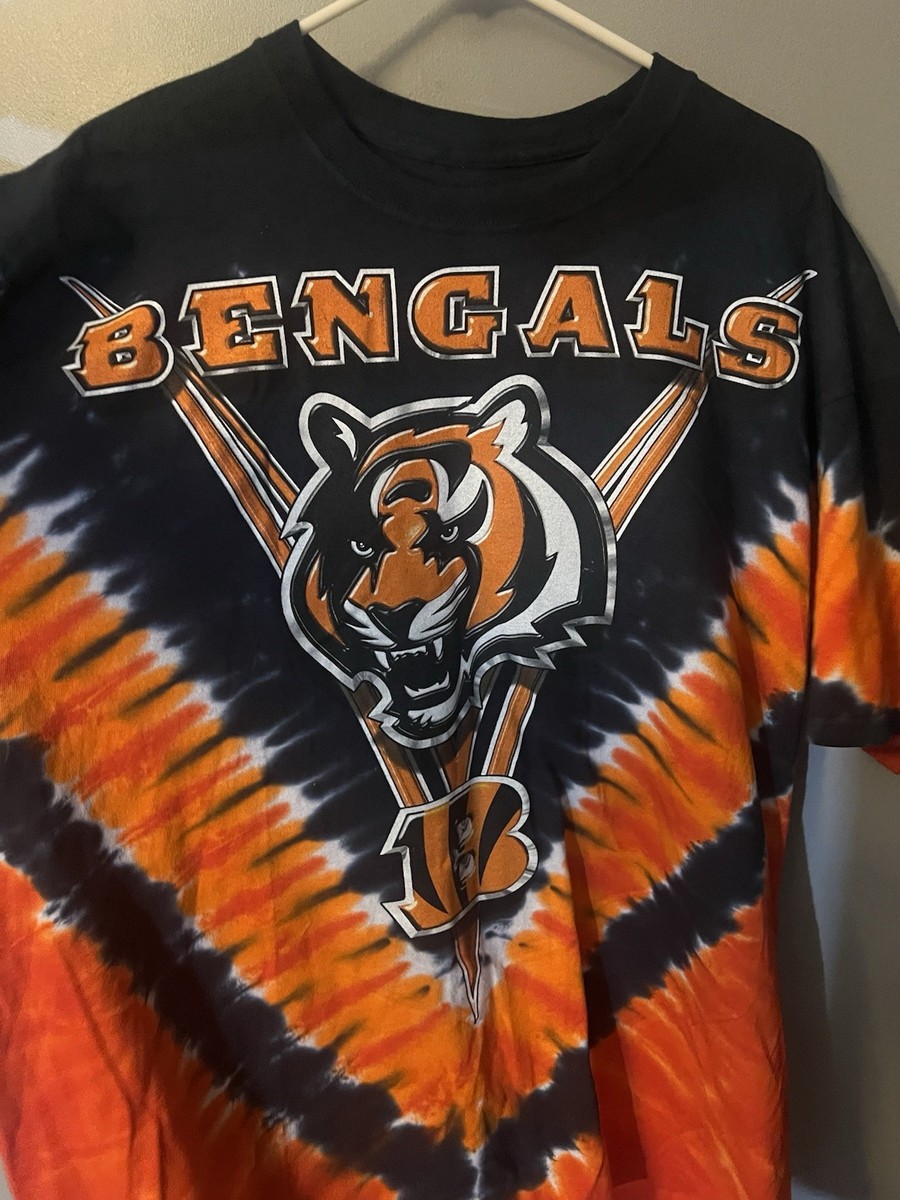 アメフトゲームシャツ　ベンガルズ 黒 オレンジ XLサイズ NFL 古着　y2k Vintage Cincinnati Bengals Shirt Mens 2XL Orange Black Tie Dye