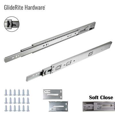 14''-24  Full Extension Soft-Close Side Mount Ball Bearing Drawer Slides (100lbs)