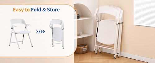 Plastic Folding Chairs with Detachable Armrest, Portable Folding Office Chair - Picture 41 of 60