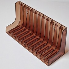 Kassettenregal Acryl für 12 Kassetten MC Hörspiel Cassette Ständer Halter braun