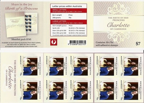 2015 Australia  - Birth of Princess Charlotte of Cambridge  10 x 70c Booklet - Bild 2 von 2