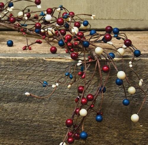 48" Americana Patriotic 4th Of July Red White Blue Berry Garland