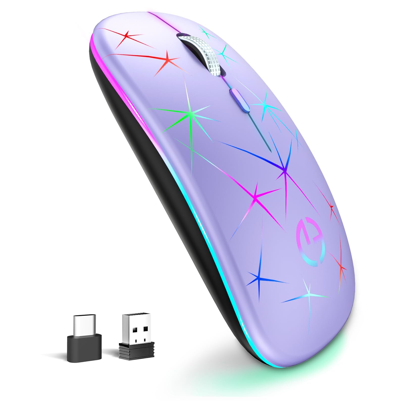 Wireless Mouse 2.4G Portable Optical Quiet RGB Ergonomic USB Receiver Mouse for PC Laptop and Computer Gaming-image
