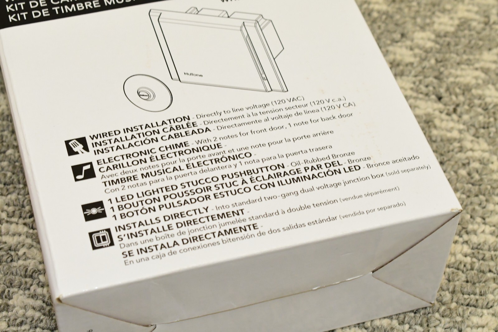 Nutone BKL340LBR Line Voltage Wired Doorbell w/ Pushbutton, Chime Kit