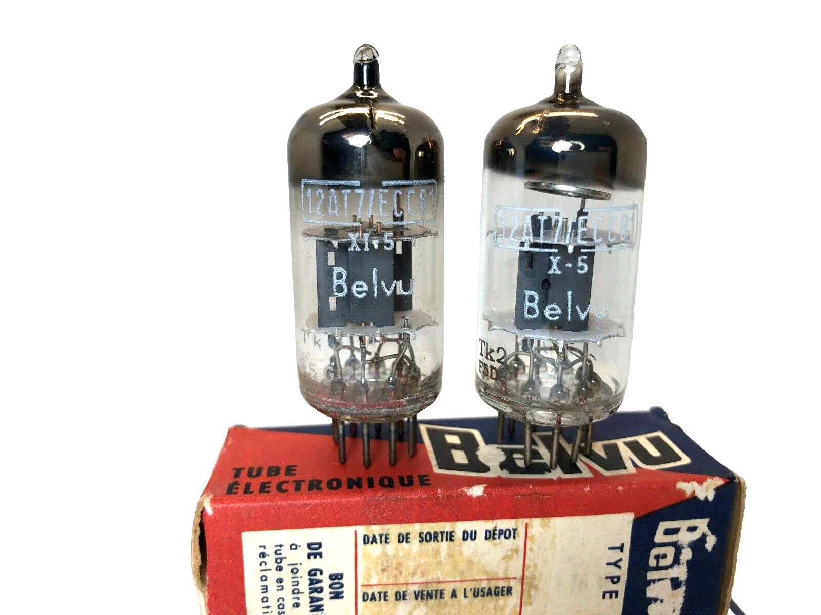 ✨ Rare Pair of Belvu  ( 2pcs )12AT7 ECC81 Vacuum Tube February 1964 🎸🎶