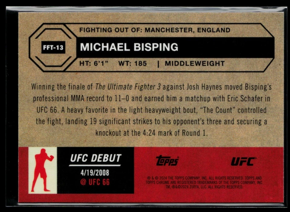2024 Topps Chrome UFC '54 Topps Inserts #FFT-13 Michael Bisping - Image 2 of 2