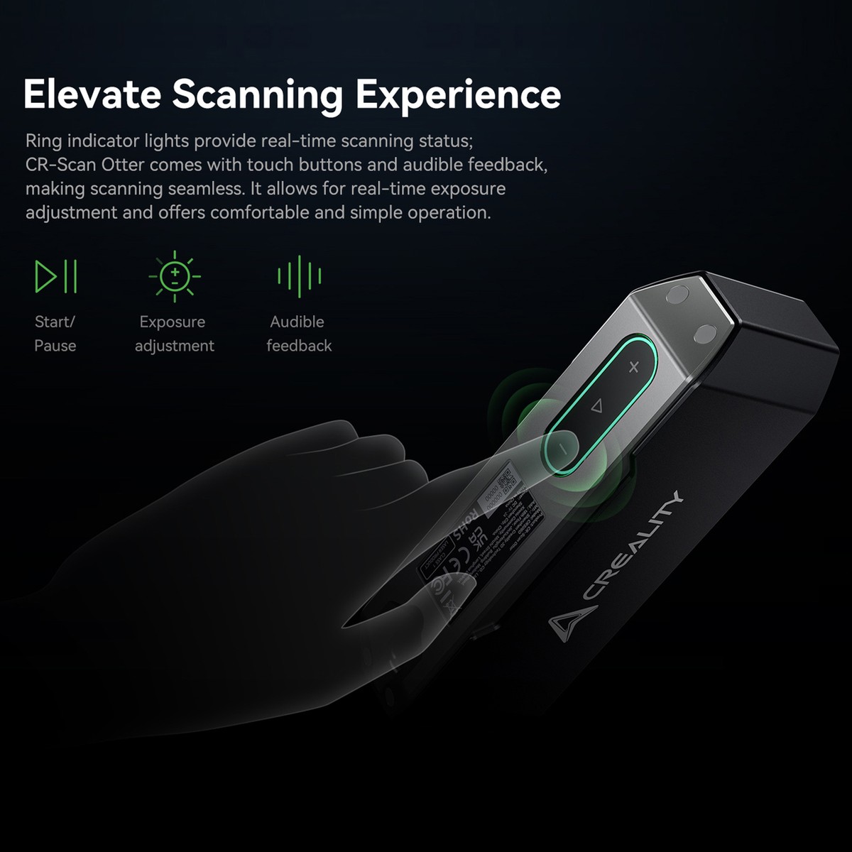 Creality CR-Scan Otter Lite 3D Scanner 24-Bit Full-Color Scans for Win/Mac/ iOS/A