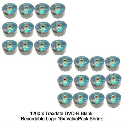 1200 Traxdata DVD-R beschreibbar NICHT druckbar leere Disc Logo 16x 4,7 GB ValuePack