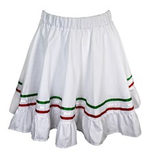 Girls Mexican Traditional Cinco De Mayo Costume Fiesta Skirt White Child Kids