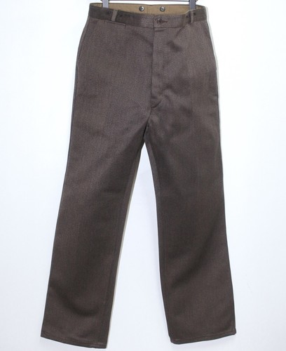 New French 1950s Brown Cotton Pique Work Chore Peasant Pants W37 Made in France