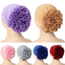New Women Hair Loss Head Scarf Turban Cap Flower Muslim Cancer Chemo Hat Cover  