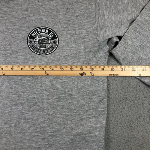 pike county outfitters milford PA T shirt mens L gray long sleeve fish bone logo - Picture 3 of 12