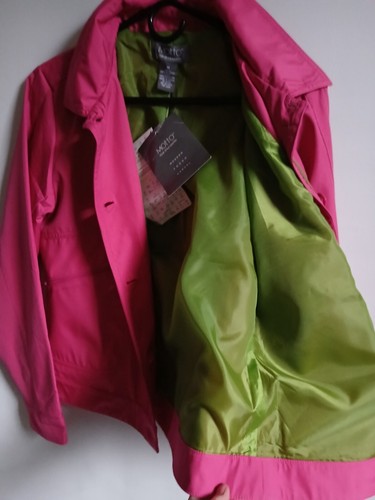 Women's Motto Magenta With Green Lining Sport Casual Jacket Zipper Pockets... - Picture 10 of 13