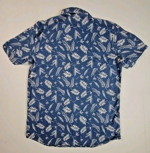 I Jeans by Buffalo Floral Print Button Down Shirt Short Sleeve Mens Medium Blue - Picture 2 of 6