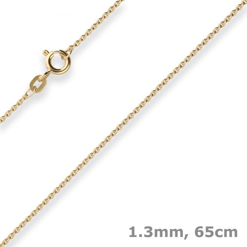 Catena Collana In Argento 925 NKlaus 50 Cm, Maglia Rotonda Tipo Ancora, Larghezza 1,3 Mm, Peso 2,35 G, Lucidata A Specchio