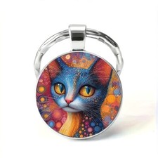 Blue Cat Kitten Keychain Key Ring Purse Handbag Car Charm Backpack Bag Gift