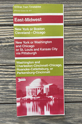 Vintage October 30, 1977 Amtrak Train Timetables East Midwest Routes N