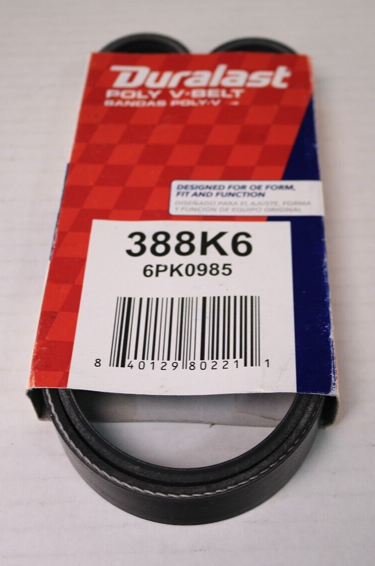 Duralast Poly V-Belt Bandas Poly-V 388K6 6PK0985 New