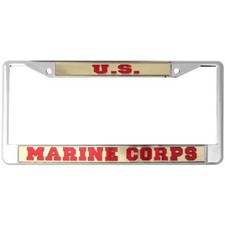 U.S. MARINE CORPS CHROME LICENSE PLATE FRAME MADE IN USA