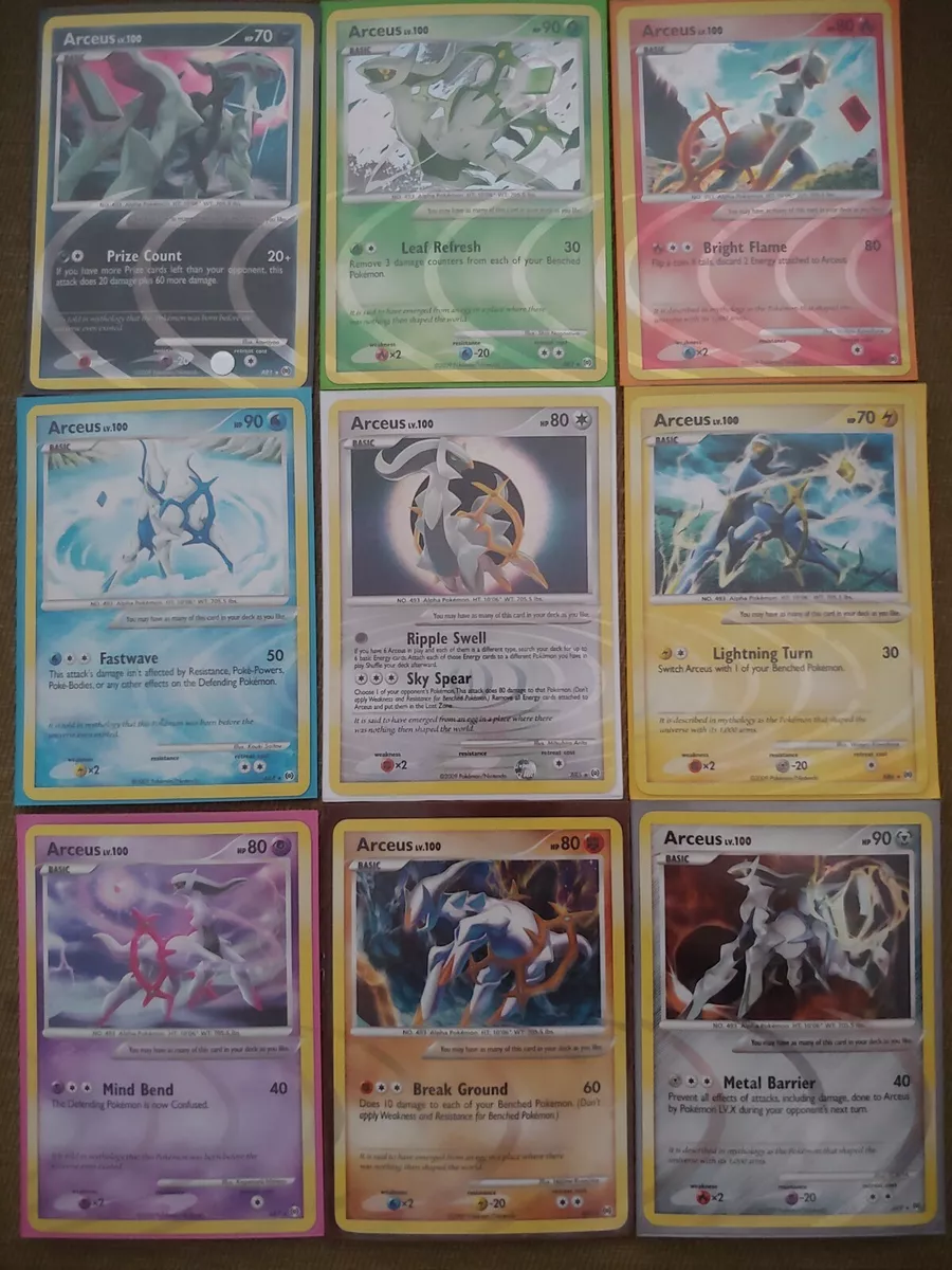 COMPLETE Arceus 9 Card Set AR1-AR9 Holo Rare Ripple Foil Pokemon Platinum -  LP