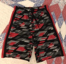 Boys Children s Place Sport athletic shorts L 10-12 Pull on Drawstring Red Black