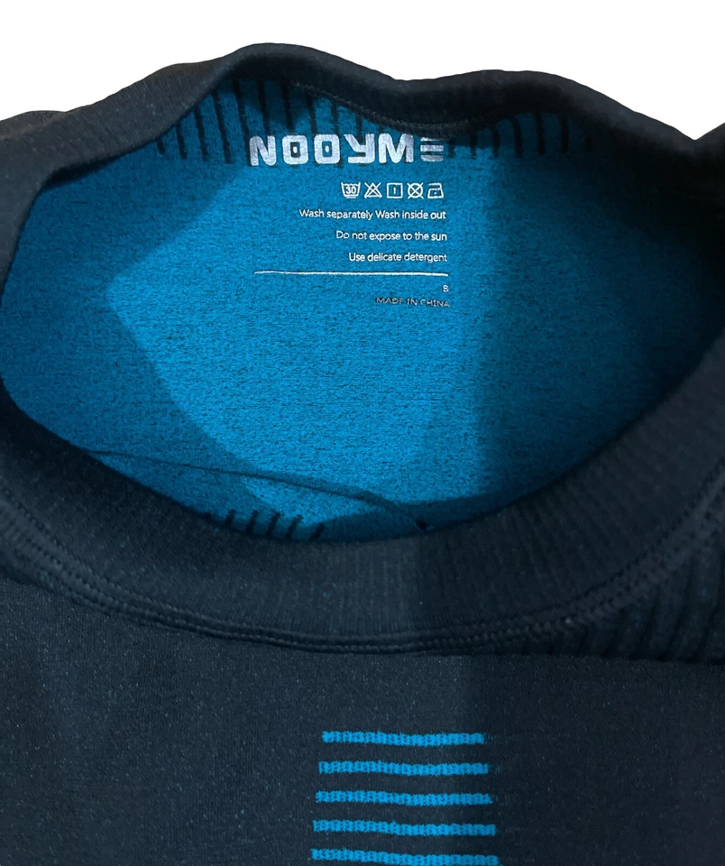 NOOYME Ciclismo, Juego de Capa Base Térmica Talla Pequeña, Hecho con Bambú Azul Negro Foto 2 de 4