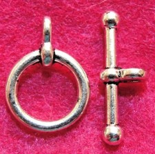 10Sets Tibetan Silver ROUND Toggle Clasps Connectors Hooks Jewelry Findings C357
