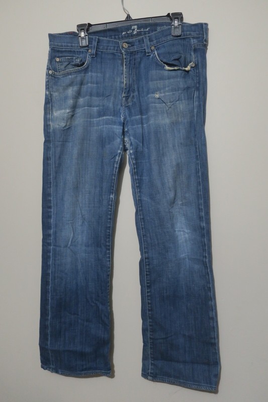 7 For All Mankind Austyn Straight Distressed Blue Jeans Size 34