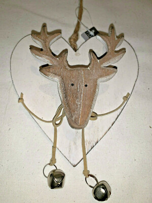 Vintage Stil Shabby & Chic Herz Wandbehang Creme Hirsch By Heaven Sends