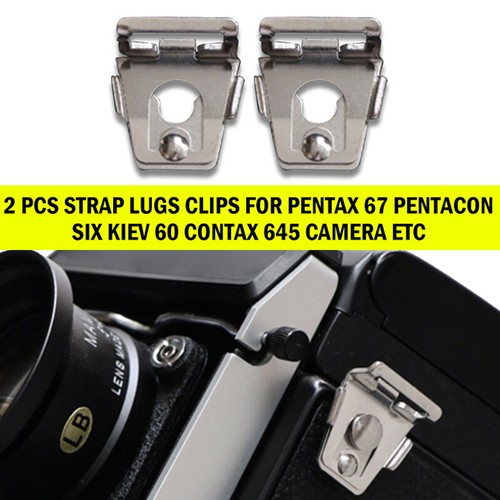 2 x clips sangle Lugs pour appareil photo Pentax 67 Pentacon Six Kiev 60 Contax 645 fort - Photo 1 sur 6