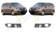 NEW FRONT BUMPER FOG GRILLE WITH HOLE PAIR SET FOR VOLKSWAGEN TOURAN 2007-2010