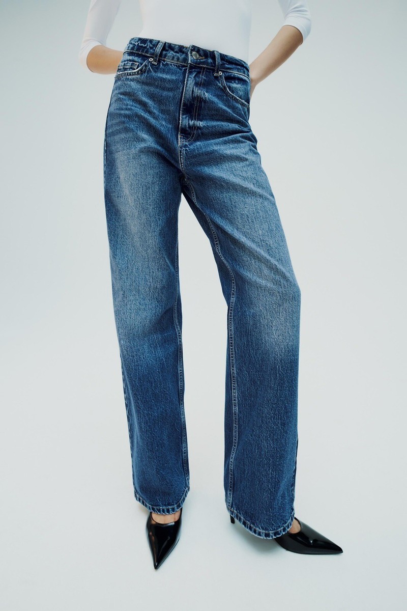 【ZARA】JEANS Z1975 STRAIGHT ハイウエスト FULL LENGTH Z1975 HIGH-WAIST STRAIGHT FULL-LENGTH JEANS - Mid-blue