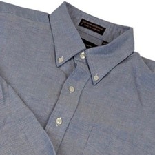 Chaps Ralph Lauren Mens Blue Oxford Button Down Shirt 16 32-33 Long Sleeve 90's