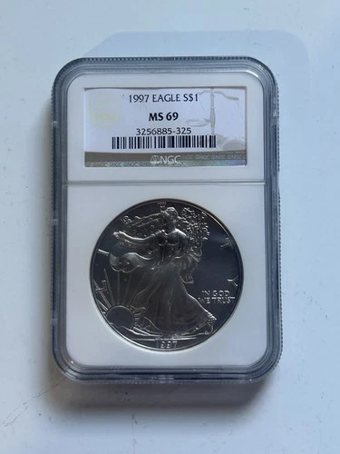 1997 S$1 Silver American Eagle NGC MS69