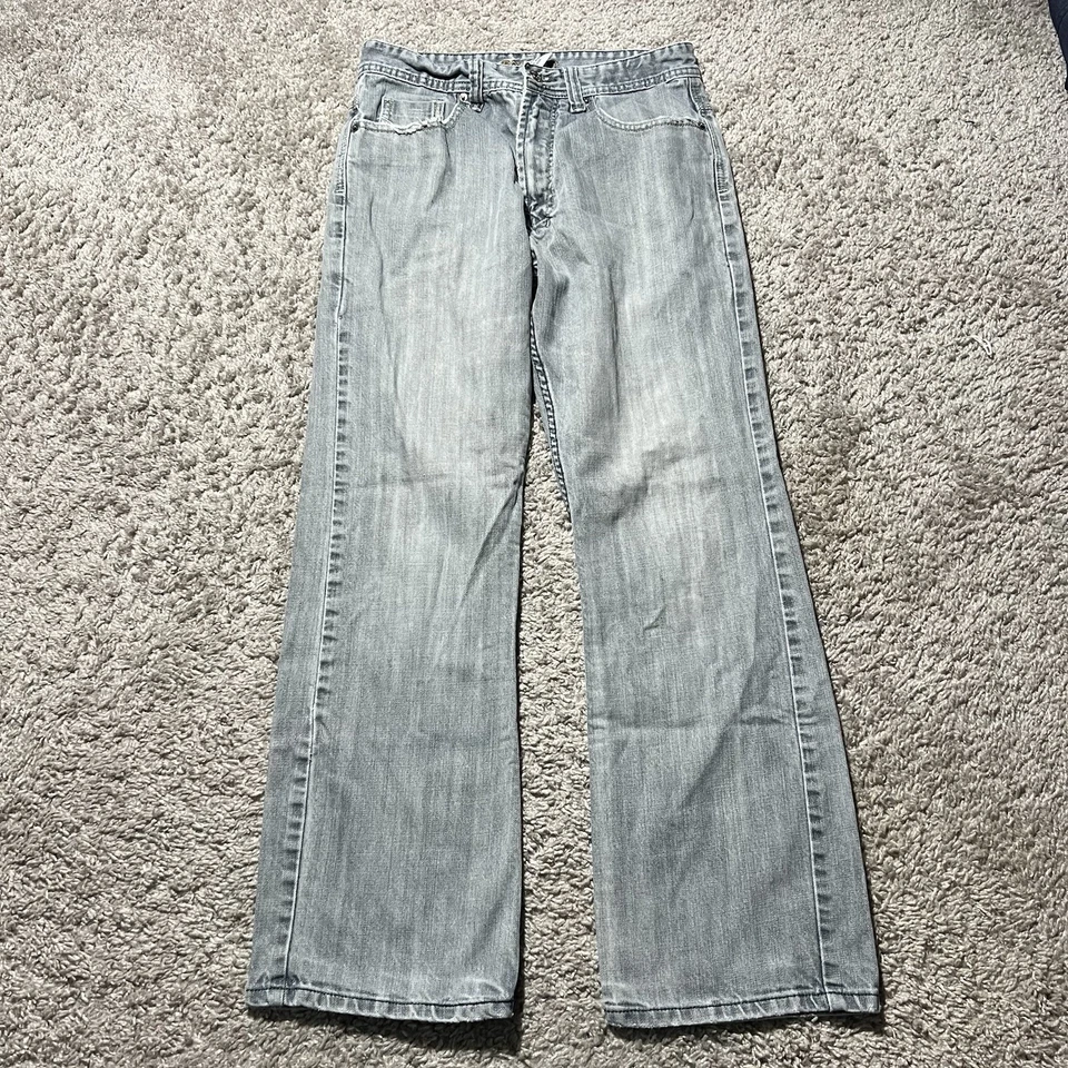 Y2K Vintage ROUTE66 BORDADO BOOTCUT GRUNGE DENIM AZUL JEANS 29x30 solapa acampanado Foto 2 de 4