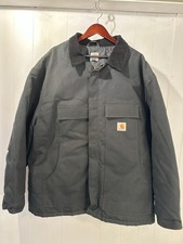 Carhartt C003-BLK Quilted Black Work Duck Chore Coat Jacket Men's 3XL w Hood