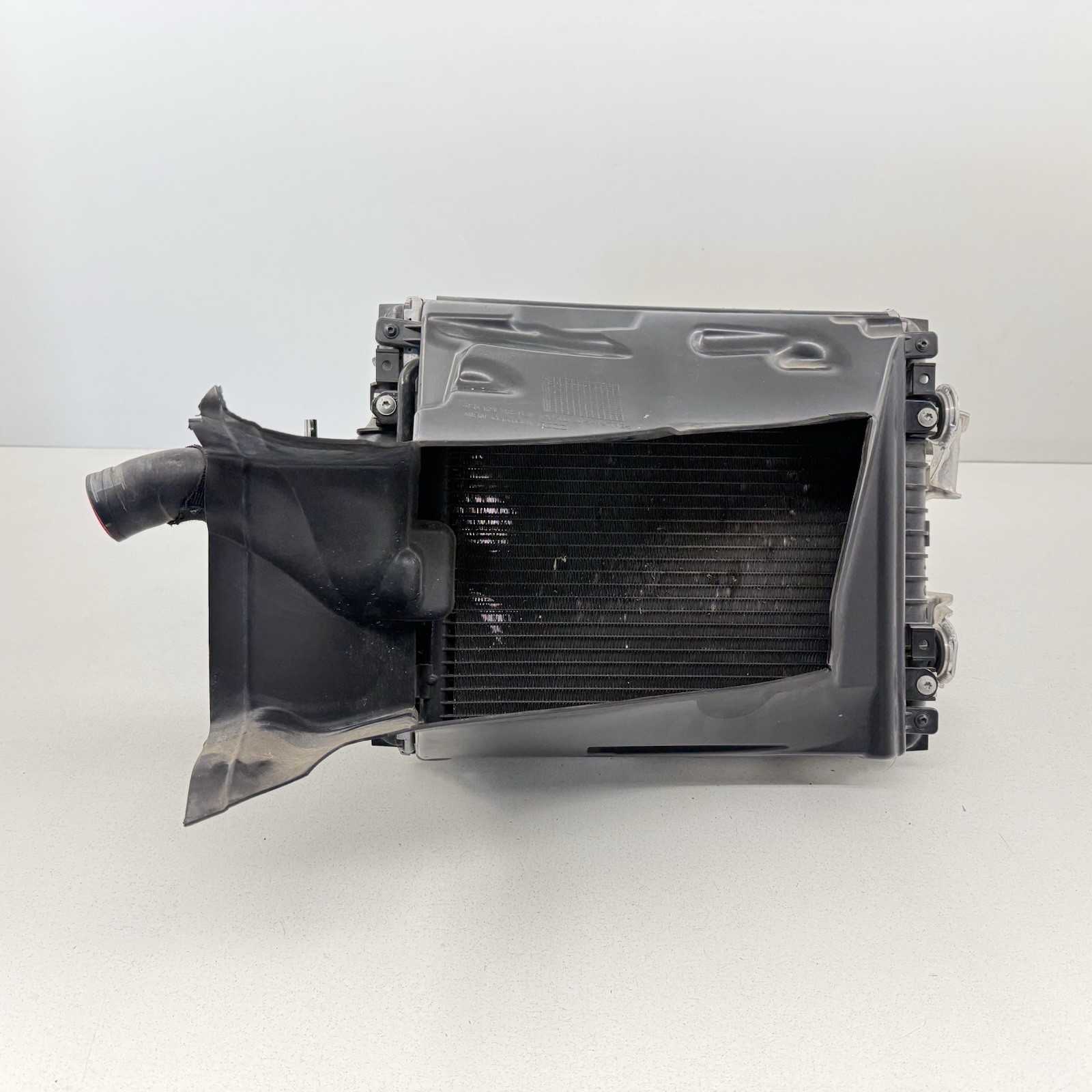 17-23 Audi R8 Driver Left Front Radiator Condenser Fan Assembly W/ Air Duct OEM